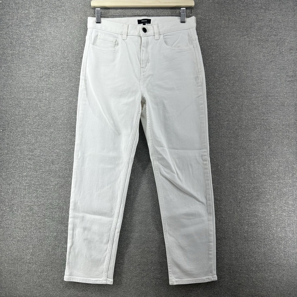 Theory Straight Leg Cropped Denim Jeans Women Size 27‎ White Casual Cotton
